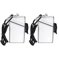 2 pcs Waterproof ID Card Badge Holder Case with Lanyard for Id Badges and Keys