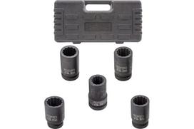 Smūginių galvučių rinkinys ROCKFORCE RF-8051-9MPB, 12-kampis, 5 vnt., 1"DR, CrMo, dėklas