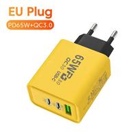 PD 65W USB C įkroviklis 3 prievadai greito įkrovimo C tipo įkroviklis Telefono adapteris iPhone 15 14 13 12 Xiaomi Huawei Samsung EU Plug