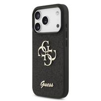 Guess PU Fixed Glitter 4G Metal Logo dėklas skirtas Apple iPhone 17 Pro juodos spalvos