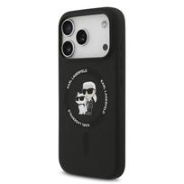 Karl Lagerfeld Liquid Silicone Karl and Choupette MagSafe dėklas skirtas Apple iPhone 17 Pro juodos spalvos