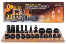 Smūginis galvučių rinkinys, FORSTIME, FT-50221MPB, 22 dalys, 1/2" DR, CrMo plienas, 6-kampis