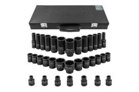 Smūginės galvutės, FORCEKRAFT, FK-4333-5MPB, 33 vnt., 1/2", 6-kampis, CrMo plienas, metalinė dėžė