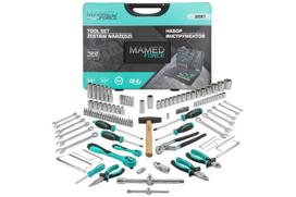 Įrankių rinkinys, MAMEDFORCE, MF-38901, 122 vnt., Cr-V plienas, 1/4" ir 1/2" jungtis, plastikinis dėklas
