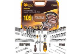 Įrankių rinkinys, FORSTIME, FT-41092-5, 109 dalys, 1/2" ir 1/4" kvadratinis sujungimas, plastikinis lagaminas