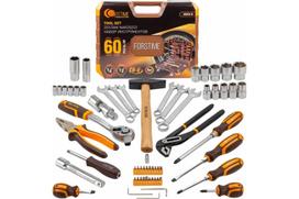 Įrankių rinkinys, FORSTIME, FT-4602-5, 60 dalių, 1/4" ir 1/2" jungtis, plastikinis lagaminas