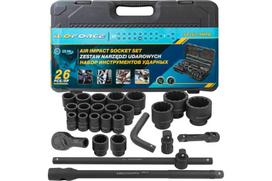 Smūginių įrankių rinkinys, ILOforce, IF-68262-9MPB, 26 vnt., 3/4" ir 1", 12-kampės galvutės, plastikinė dėžė