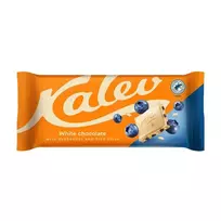 Baltasis šokoladas su ryžių traškučiais ir mėlynėmis KALEV, 95 g