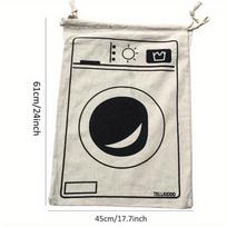 Didelis medvilnės ir lino skalbinių maišas, žaislų laikymo maišas, spausdintas audinys, raišteliu užtraukiamas duffel tipo maišas, nešvarių drabužių organizavimo maišeliai beige