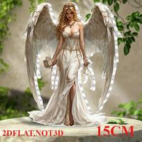 Angelas su sparnais, 2D plokštis akrilas, stalo dekoracija, papuošalai, tinka svetainei, biurui, vakarėliui, Kalėdoms, Helovinui 15CM