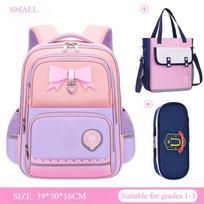3pcs Set Breathable Waterproof Children Schoolbag Primary School Students Burden Reduce Spine Protect Book Bag 1-3-6 Grades Lightweight Youth Backpack S violetinė/rožinė
