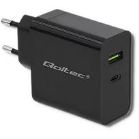 Qoltec 51717 Charger | 45W | 5-20V | 2.25-3A | USB type C PD | USB | Black 51717