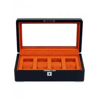 Rothenschild RS-3420-4-BL-ORA black with orange velvet 4 laikrodžių dėžutė