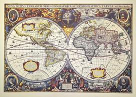 Pasaulio žemėlapis (1630) – H. Hondius, istorinis atspaudas sienai