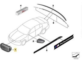 BMW 7 serija G11 G12 M Performance blizgus juodas priekinis dešinysis groteles ORIGINALUS