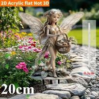 Bohemiškas krištolinis fėja, 2D plokštus akrilas, lauko dekoracija, tinka sodams, vejoms, dovanoms, Kalėdoms, Helovinui 20cm