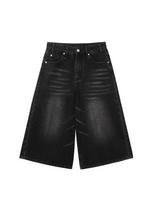 RogueWave Y2k Retro Moteriški žemo liemens džinsiniai šortai (jorts) šlifuoto juodo plovimo, apkarpyti, platūs, su kutais, džinsiniai šortai, Acubi mada S juoda