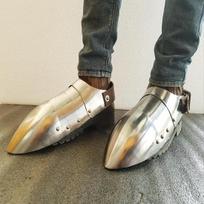 Viduramžių plieniniai sabatonai su batais, pora, šarvai cosplay, SCA, LARP, koviniai batai, pora, šarvai, geriausia dovana Kalėdoms, Naujiesiems metams gray