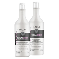 Inoar Força & Brilho Duo Kit Drėkinamųjų plaukų priežiūros priemonių rinkinys, 1000ml+800ml
