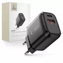 Tech-Protect NCA20 PD 20W / QC3.0 USB-A / USB-C laidinis įkroviklis – juodos spalvos