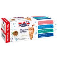 BUTCHER'S Delicious Dinners Jumbo Pack Mix žuvų rinkinys drebučiuose - šlapias kačių ėdalas - 40 x 100 g