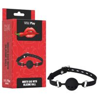 Erospace Wild Play - silikoninis burnos kaištis BDSM žaidimams (juodas)