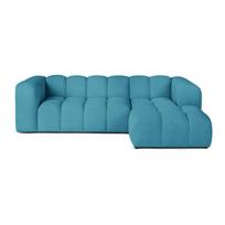 Turkio spalvos iš velveto kampinė sofa (su dešiniuoju kampu/su gultu) Cube – Bonami Selection