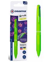Automatinis 4 spalvų tušinukas OSAMA 4Multi Neon, 1 mm, žalias korpusas