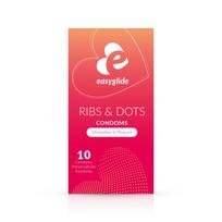 Prezervatyvai EasyGlide Ribs and Dots Condoms, 10 vnt