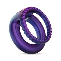 Hueman Jupiter Vibrating Cock and Ball Ring Purple