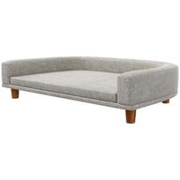 "PawHut" sofa šunims, naminių gyvūnėlių sofa katėms su pagalvėle, lova dideliems šunims, paaukštinto dizaino sofa šunims, kėdė šunims su medinėmis kojomis, pilka, 98 x 67 x 25 cm, Pilka
