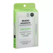 VOESH_SET Mani Moments Dvigubas žaliosios arbatos detoksikacijos manikiūro rinkinys cukraus šveitiklis + kreminė kaukė + masažinis sviestas + nagų dildė