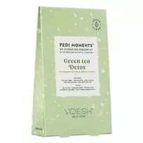 VOESH_SET Pedi Moments Žaliosios arbatos detoksikacijos pedikiūro rinkinys jūros druskos mirkymas + cukraus šveitiklis + purvo kaukė + masažinis sviestas + nagų dildė