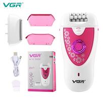 VGR Multifunctional Women's Shaver Electric Epilator Hair Removal Bath Universal Eyebrow Trimmer Handheld Mini Charging and Plugging Dual Use rožinė