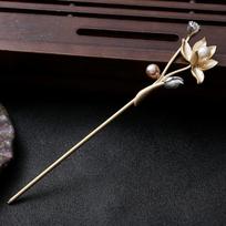 Lotus hairpin, headgear, hairpin, cheongsam, ancient Hanfu, step shake, ancient hairpin jewelry.