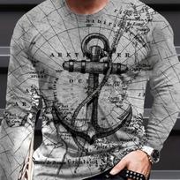 Vyriški ilgomis rankovėmis marškinėliai 3D inkarų spaudinys Marškinėliai Vyrai Moterys Madingi Viršutiniai drabužiai T-shirt'ai Buriavimo T-shirt'as Vyriški drabužiai Dideli dydžiai Camisetas S