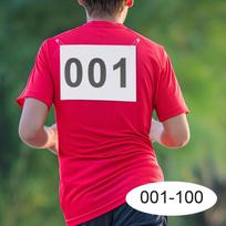 100 vnt. Bėgimo lenktynių numeriai Dideli skaičiai 001-100 Sportininkui triatlonui,