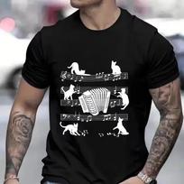 Funny Accordionist Cats Loving Accordion Player T Shirt Graphic Design Streetwear Short Sleeve Birthday Gifts Summer T-shirt Top M juoda