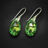Sidabriniai auskarai moterims DiamondSky „Baroque (Peridot AB)" su Swarovski kristalais