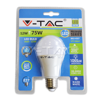 LED lemputė - 12W E27 A60 termoplastikas 2700K burbuliuke V-TAC
