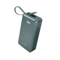 Powerbank SBS 10000 mAh 20W su integruotu USB-C kabeliu ir skaitmeniniu ekranu – pilkos spalvos