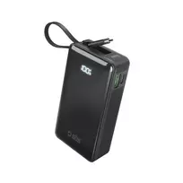 Powerbank SBS 10000 mAh 20W su integruotu USB-C kabeliu ir skaitmeniniu ekranu – juodos spalvos