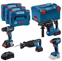 BOSCH. 18V COMBO KIT (GSR 18V-90C +GDX 18V-210C +GBH 18V-24C +GSA 18V-28) 1xPC4.0Ah 2xPC5.5Ah ...