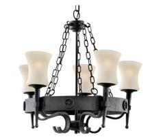 Searchlight 0815-5BK - Pakabinama liustra ant grandinės CARTWHEEL 5xE27/60W/230V juoda