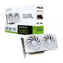 Graphics Card|ASUS|NVIDIA GeForce RTX 5060|8GB|GDDR7|128 bit|PCIE 5.0 16x|Dual Slot Fansink|DUAL-RTX5060-O8G-WHITE