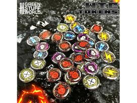 Green stuff world - WTC Token Set Wh40k compatible – 10th Edition (Žetonų rinkinys su epoksidines dervos lipdukais (35 vnt.)), 14225