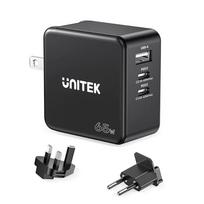 UNITEK CHARGER GAN, PD 65W 2X USB-C, USB-A, TRAVEL