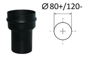 Juodas kamino adapteris su silikonine tarpine granuliniam šildymui. D-80/120 mm
