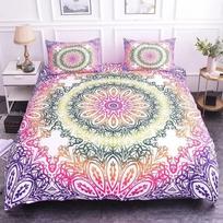 Mandala Antklodės užvalkalų rinkinys Karališko dydžio Lotoso gėlė Mėlyna Violetinė Rožinė Patalynės komplektas Bohemiškas Mandala stilius Minkštas poliesterio antklodės užvalkalas 70x133cm 2pcs
