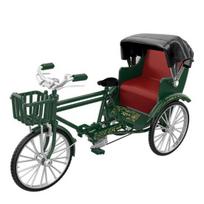 Tricycle Model Nostalgic Retro Style Extendable Canopy Movable Chain Simulation Bike Ornament 0.0486111111111111 Scale Miniature Alloy žalia